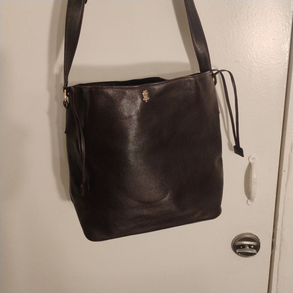 LLADRO Brown Leather  Women's Shoulder Handbag